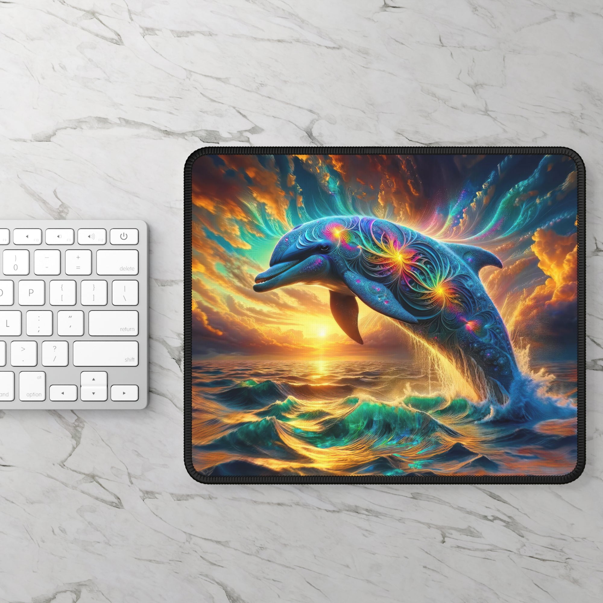 Quantum Leap of the Cosmic Dolphin Gaming Mouse Pad