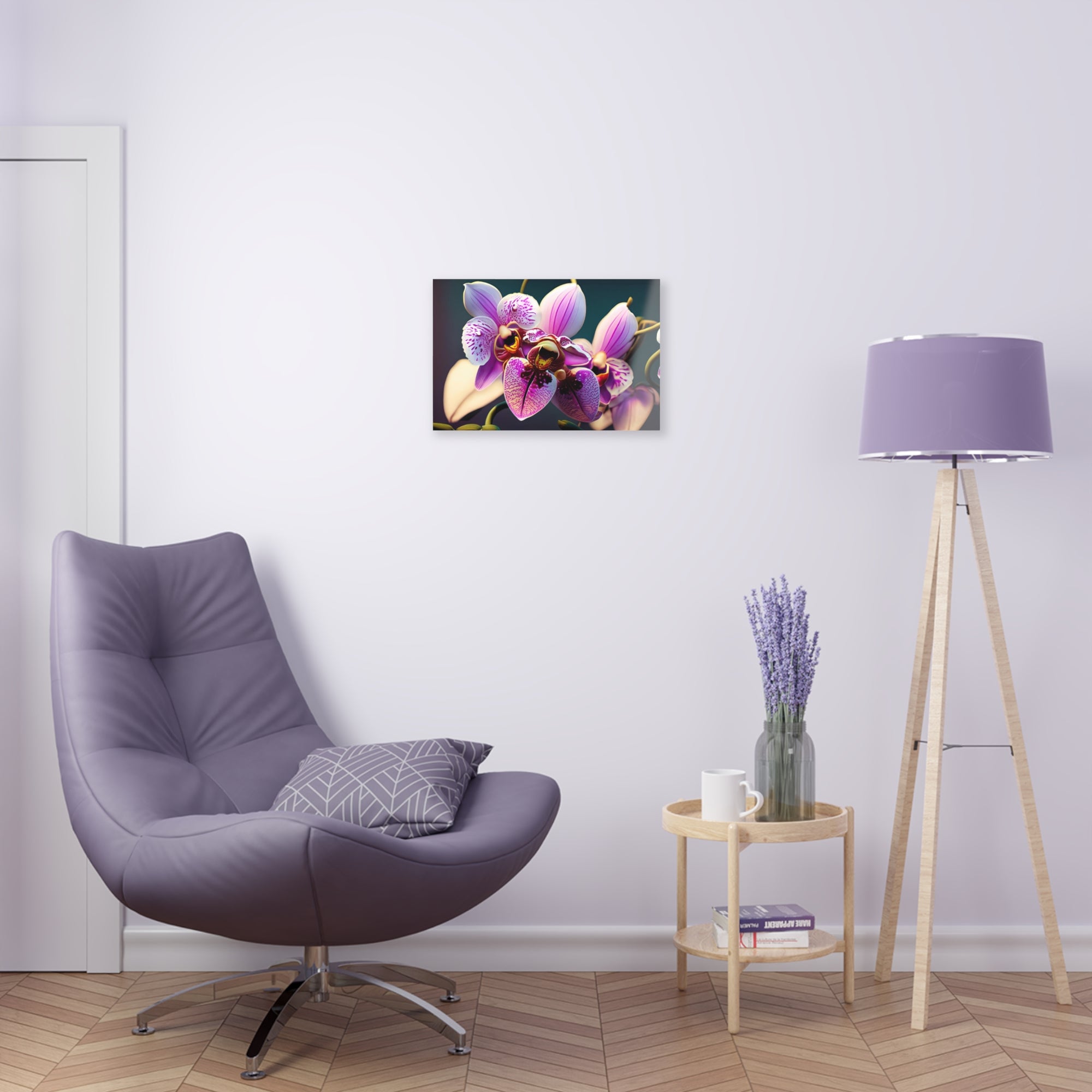 Lámina Acrílica Fila de orquídeas moradas