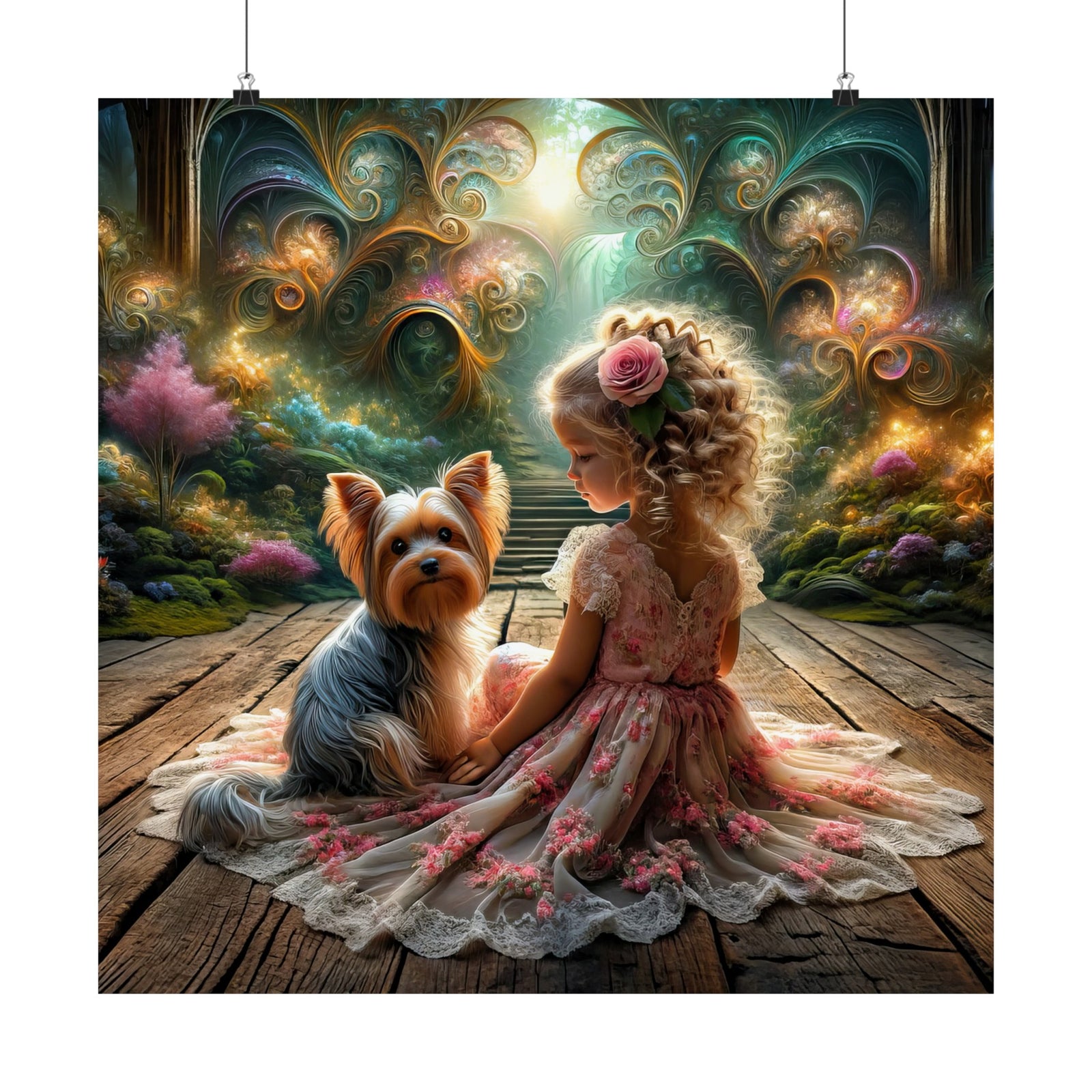 A Yorkie's Tale in the Enchanted Garden Poster