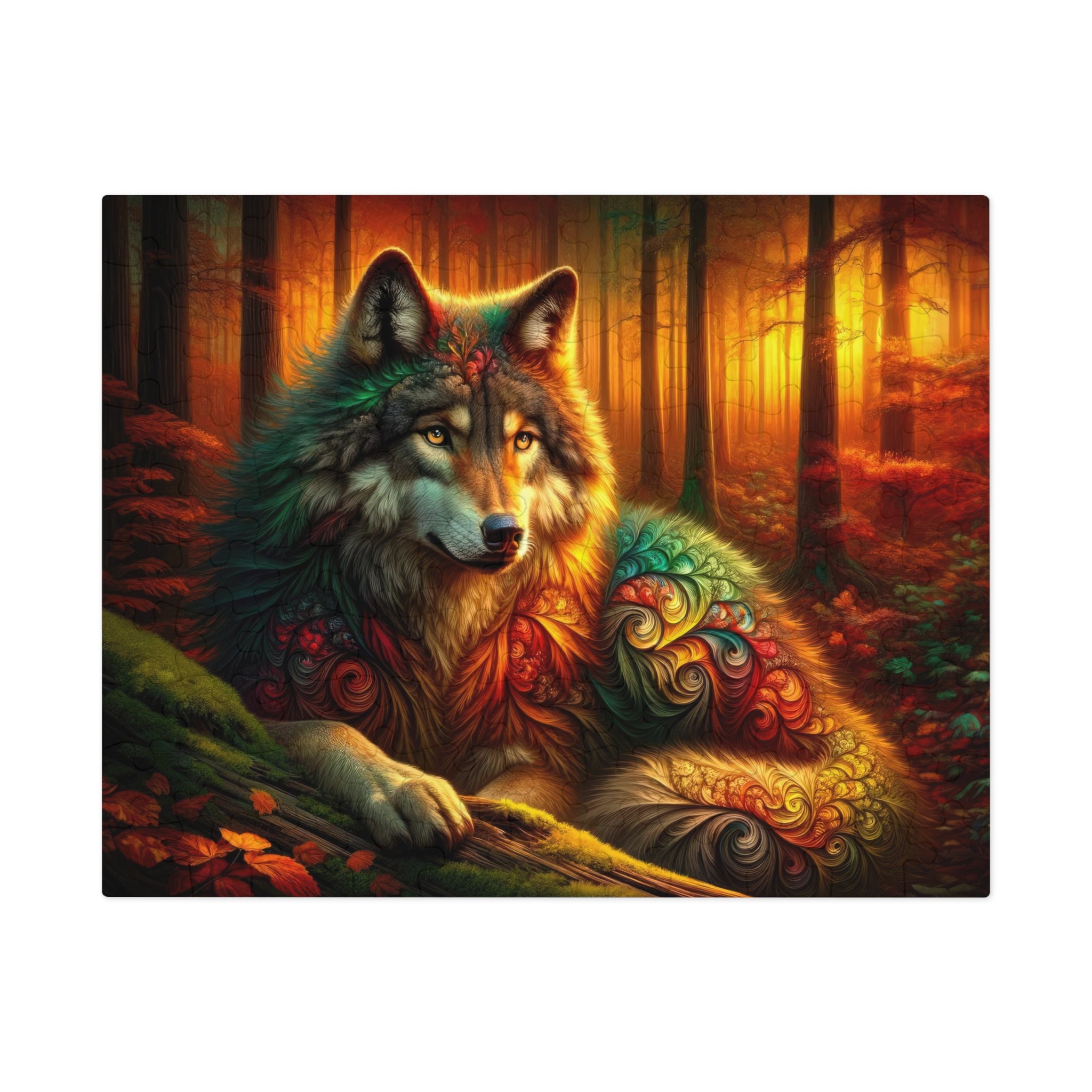 The Wolf Amidst Autumn's Embrace Jigsaw Puzzle