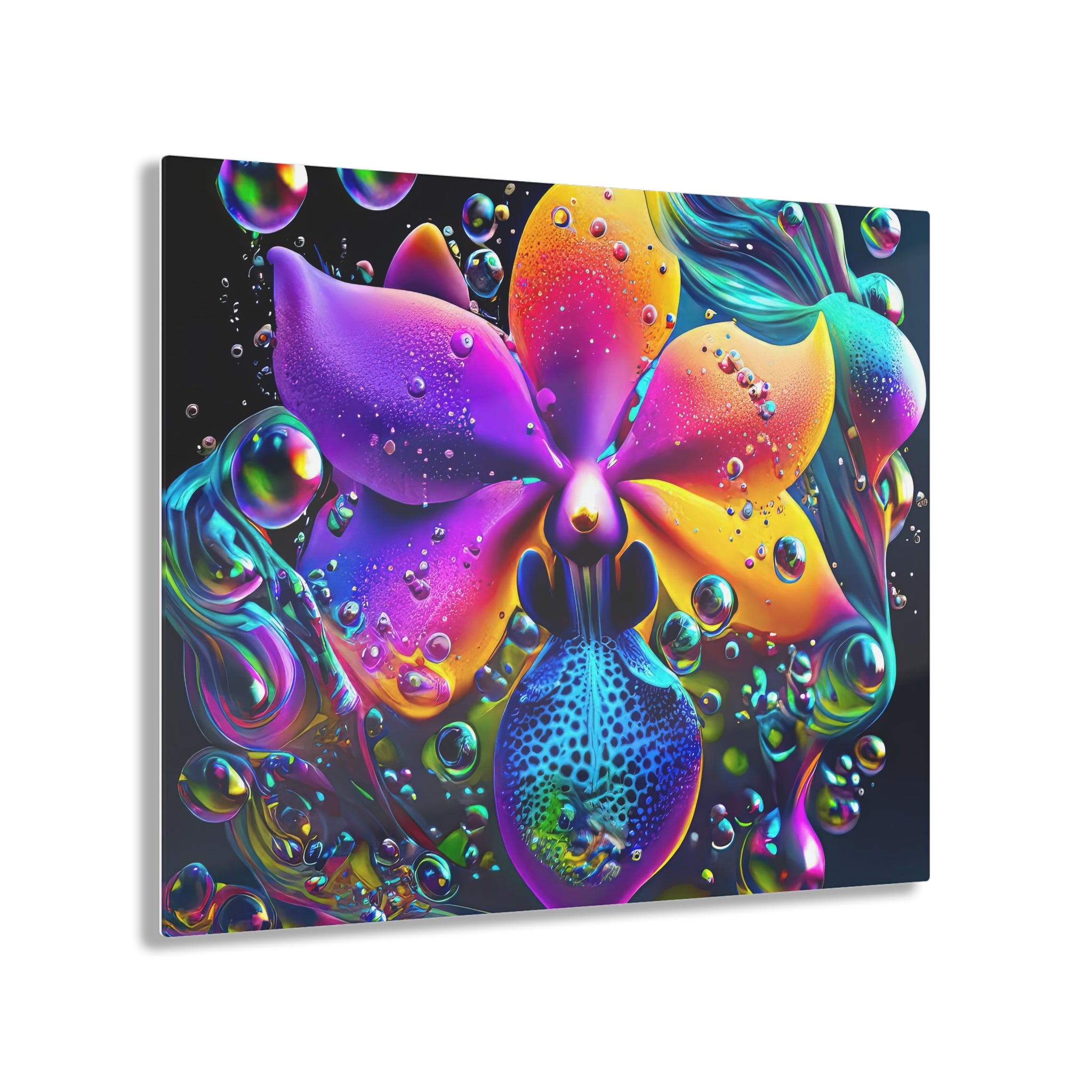 Une touche d'orchidée avec une touche d'impression sur verre acrylique