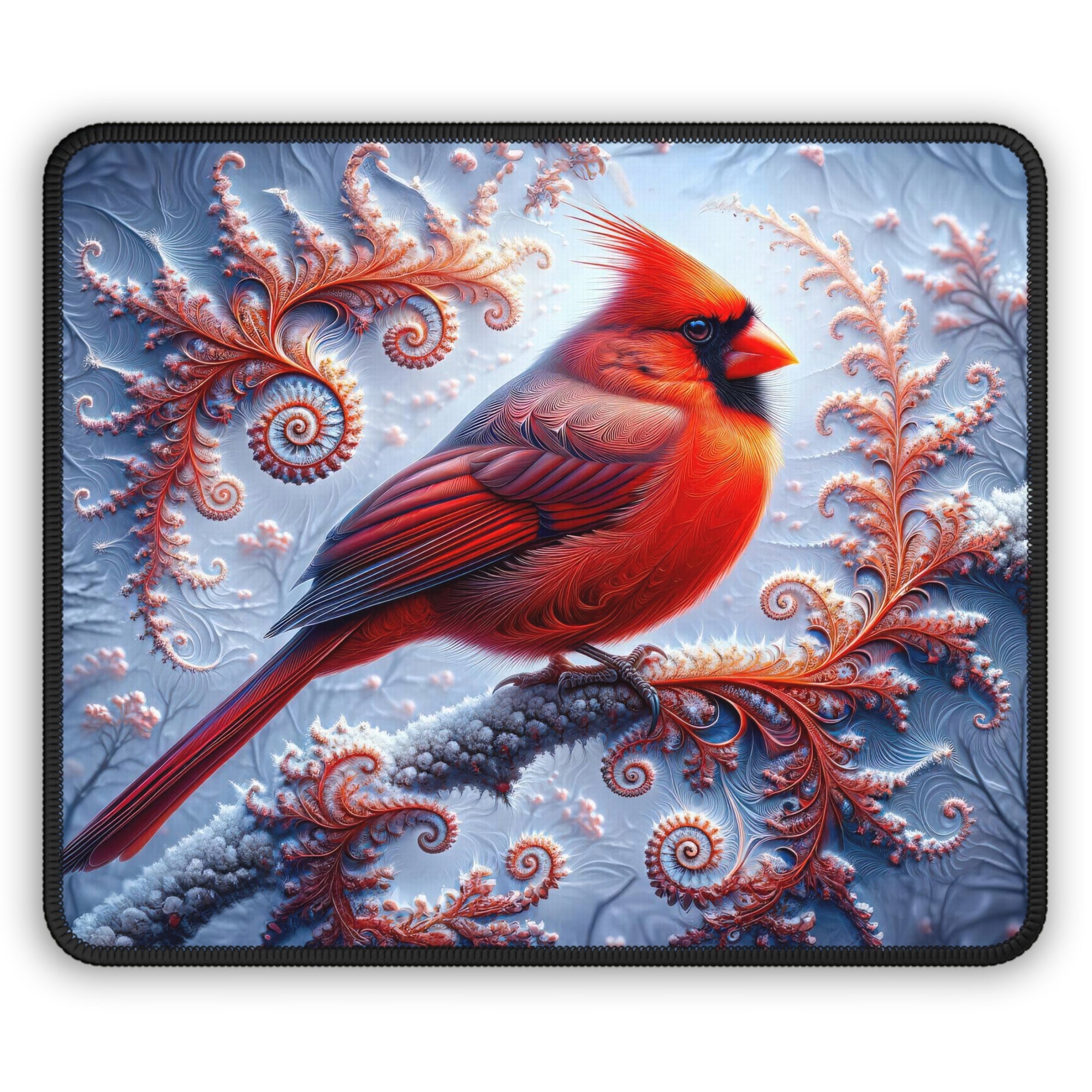 Tapis de souris de jeu d'hiver fractal du Cardinal