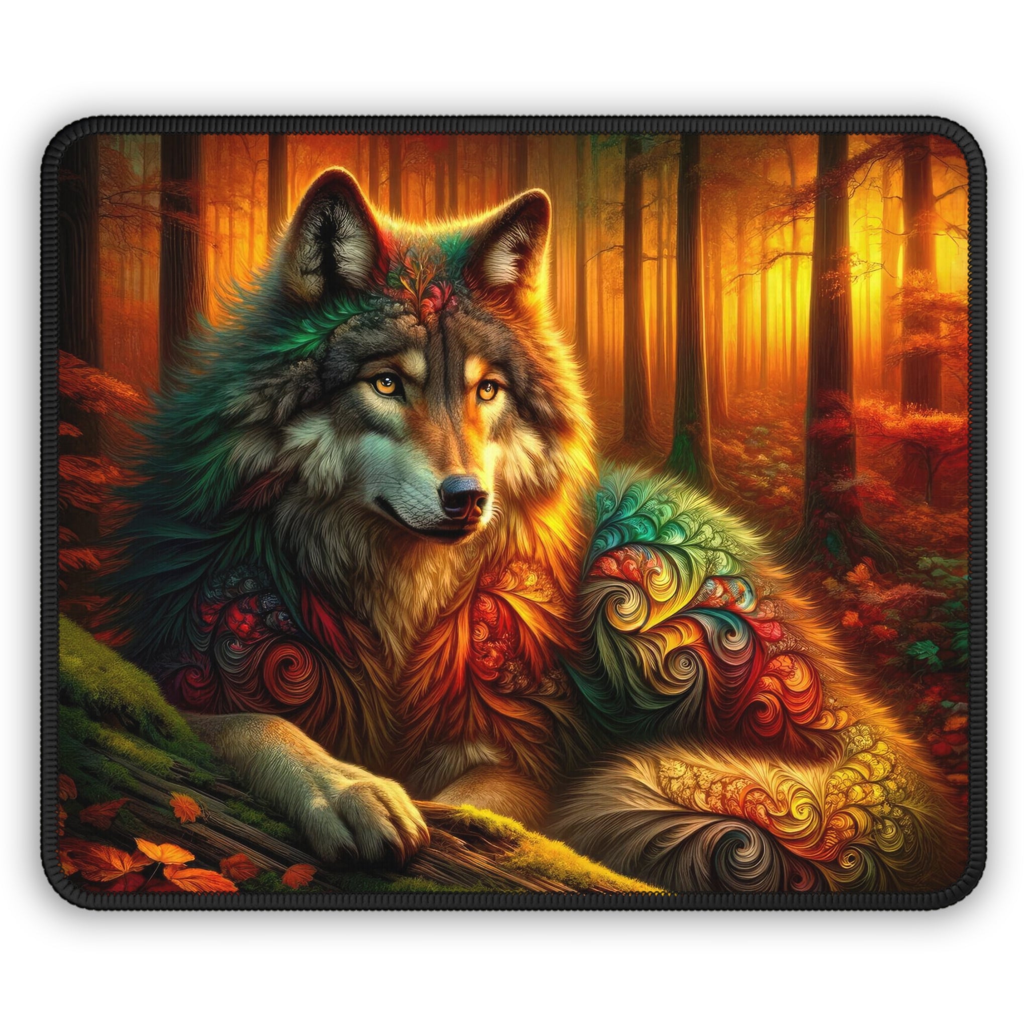 The Wolf Amidst Autumn's Embrace Gaming Mouse Pad