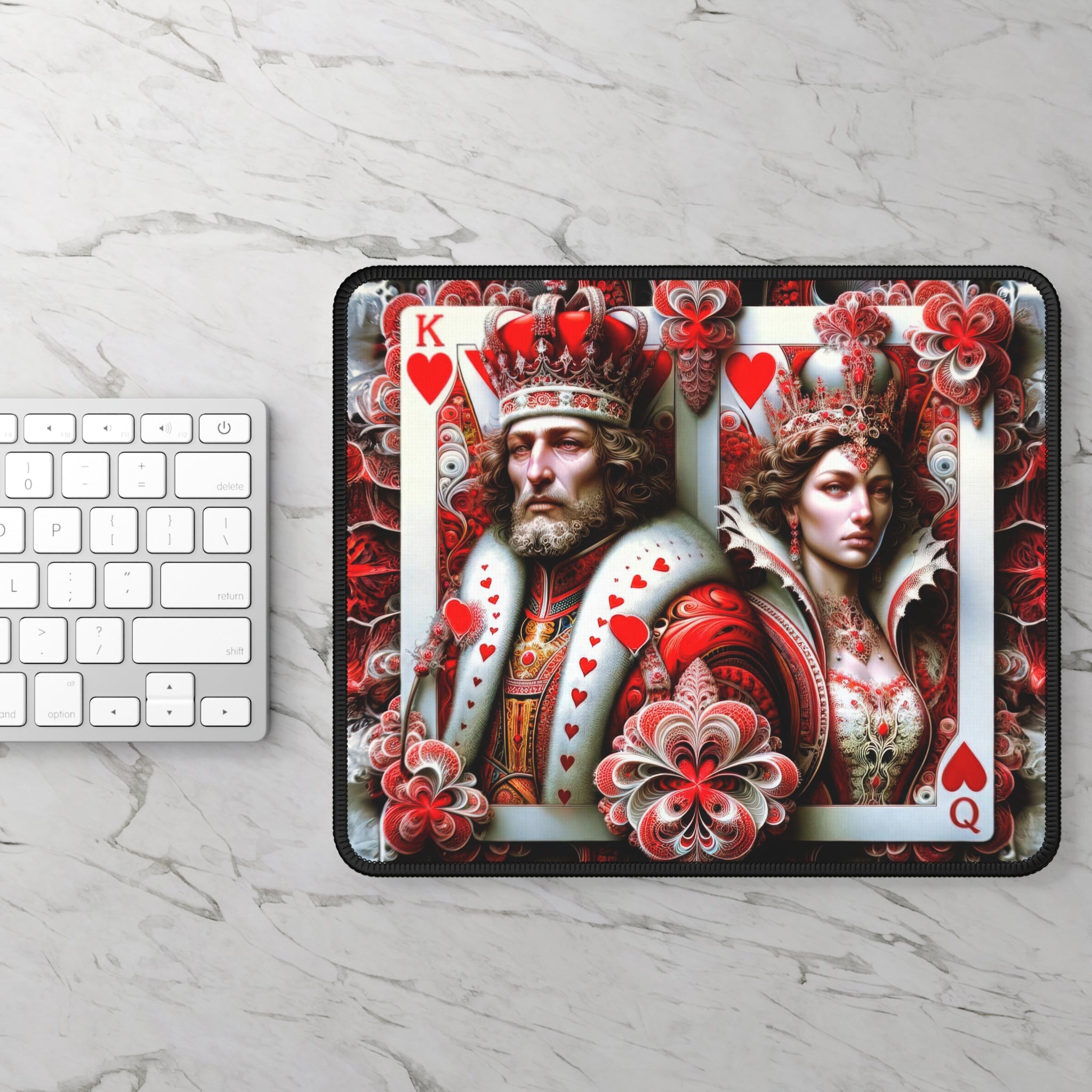 The King and Queen of Hearts' Embrace Gaming Mouse Pad