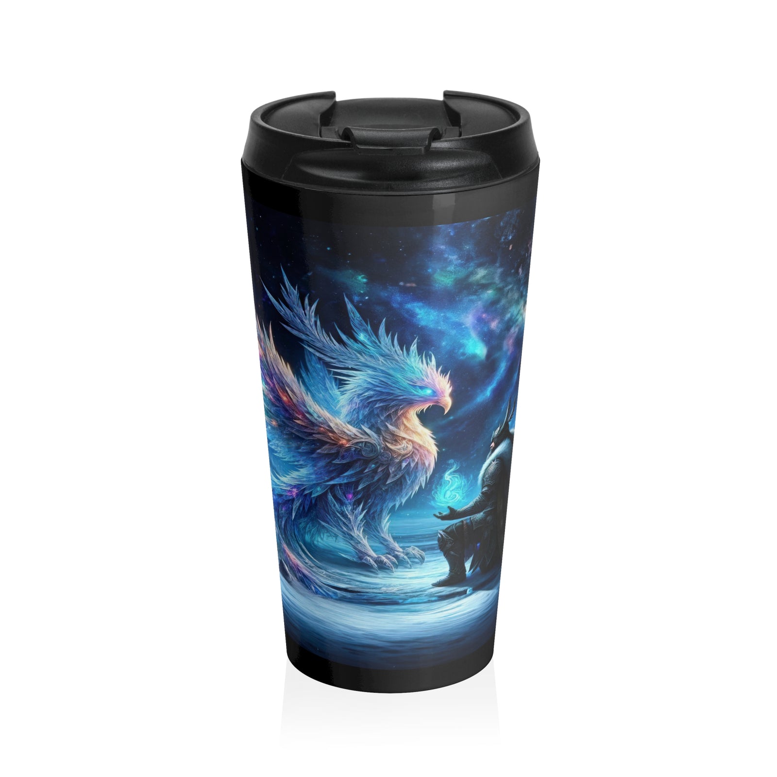 Galactic Frost Sovereign and the Cosmic Phoenix Travel Mug