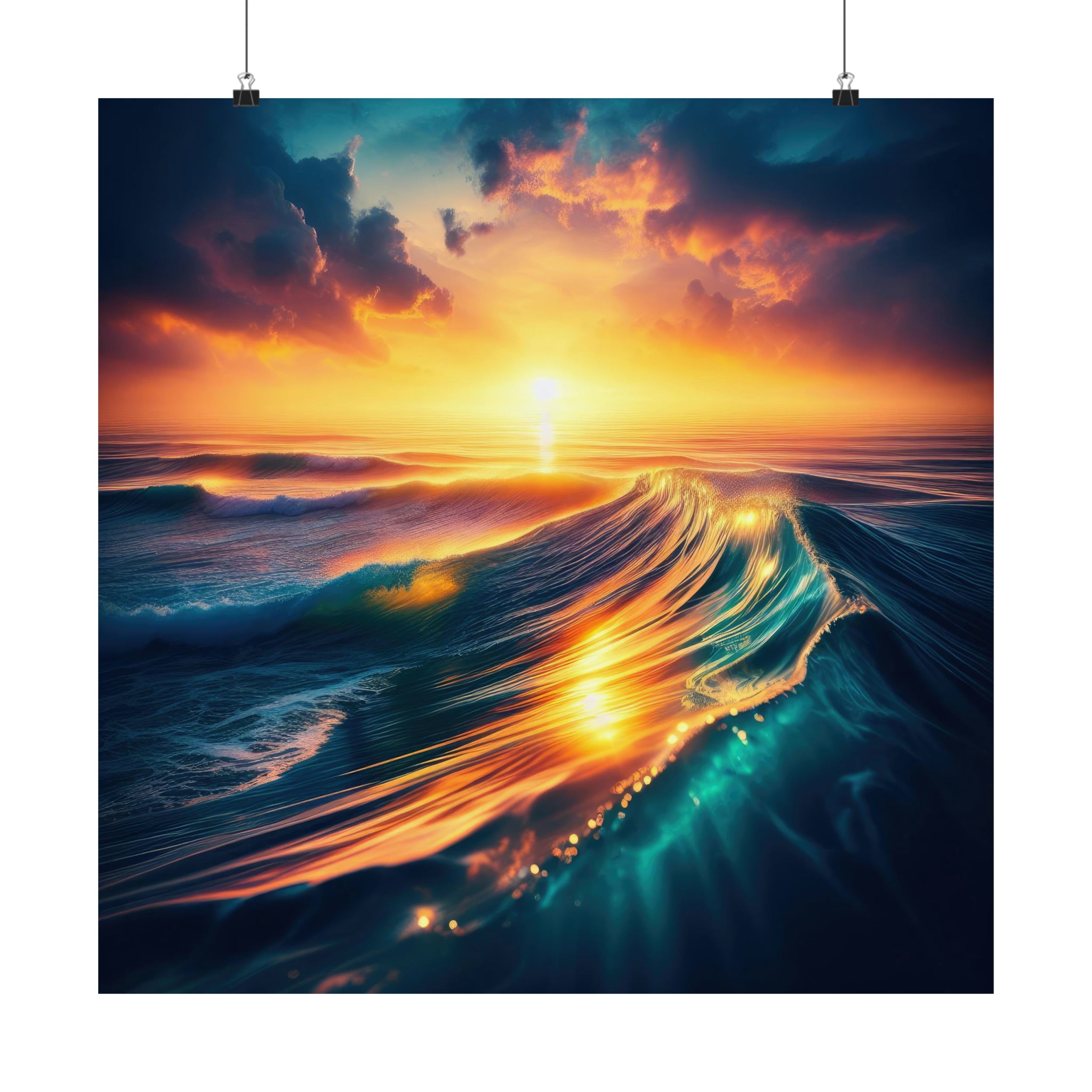 Dévoilement de la splendeur du coucher de soleil sur l'océan d'Hawaï Poster