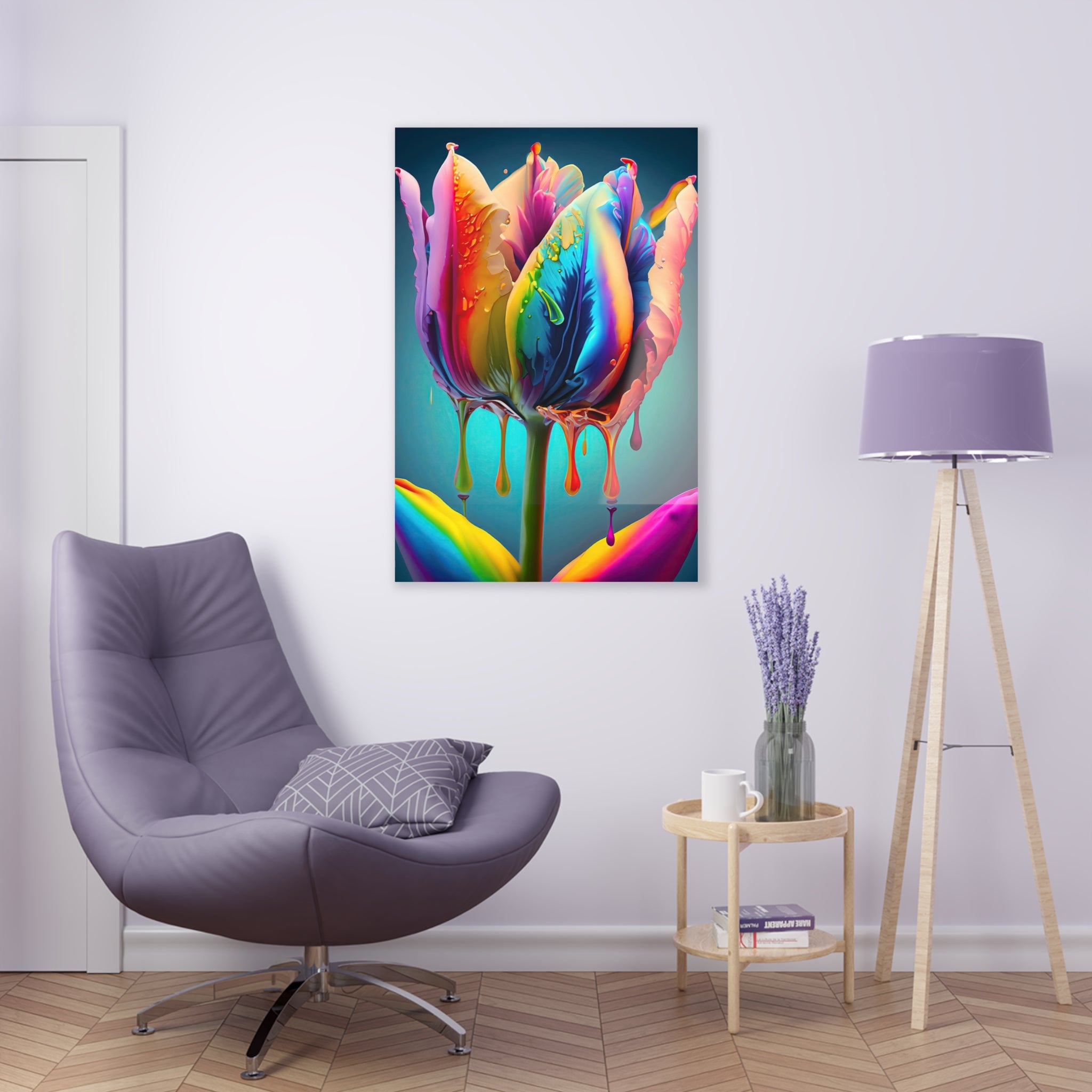 Tulipe Dripz B Impression sur Verre Acrylique
