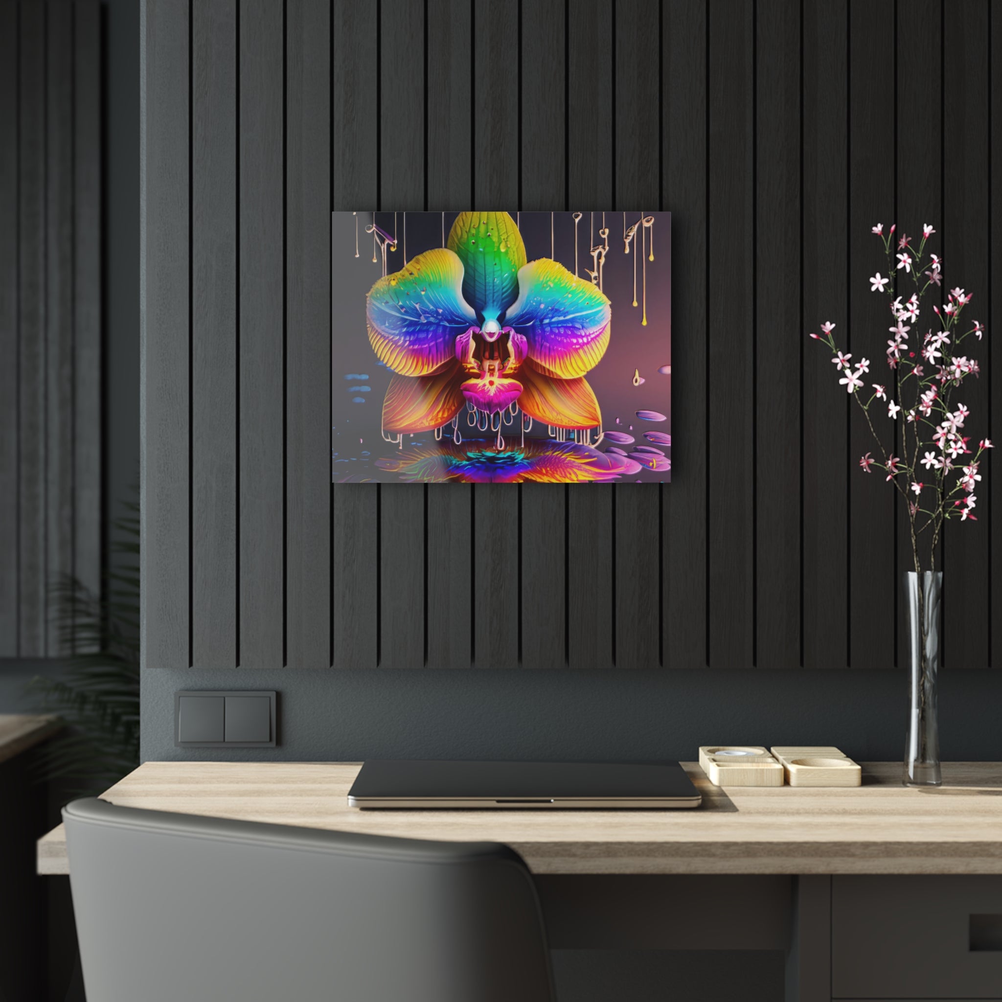Orchidée arc-en-ciel Dripz D Impression sur Acrylique