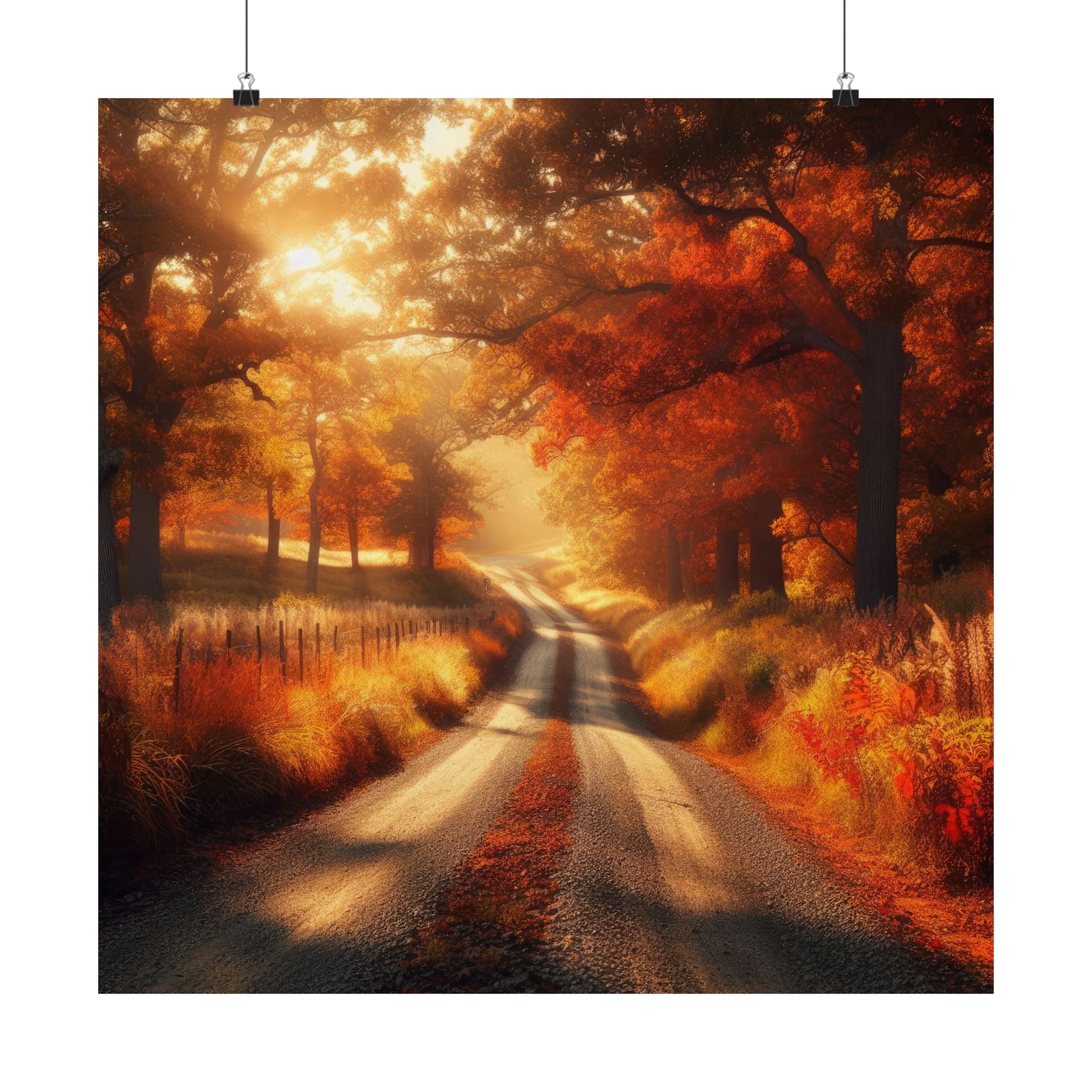El camino hacia las hermosas carreteras secundarias del otoño de Missouri Póster