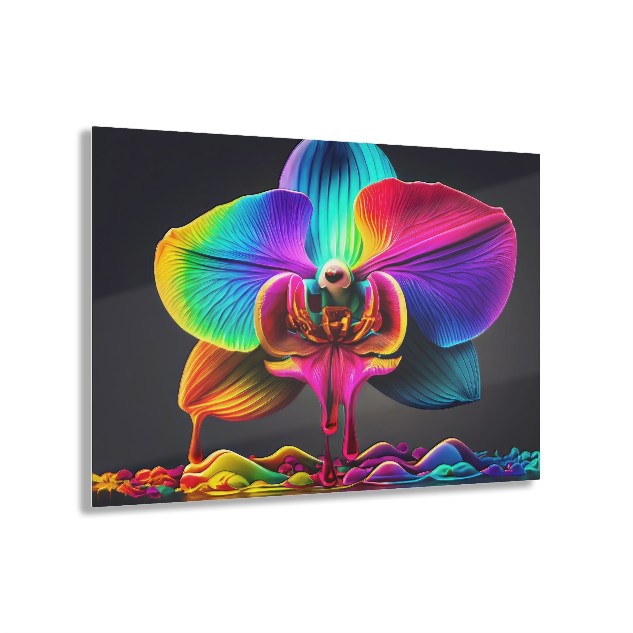Rainbow Orchid Dripz H Acrylic Print