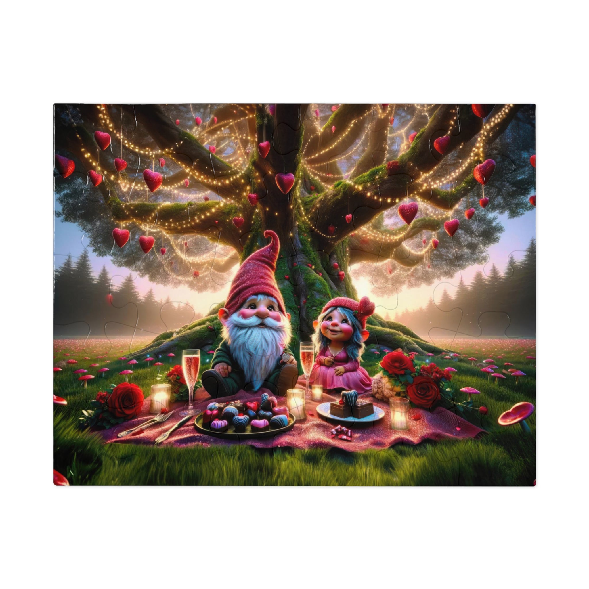 Enchanted Valentine's Eve in the Whimsical Woodlands Jigsaw Puzzle