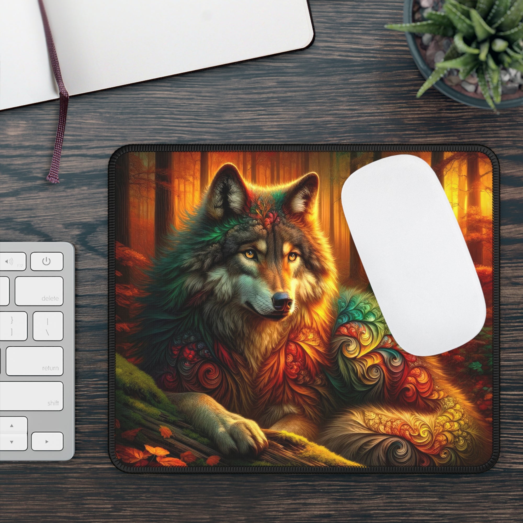 The Wolf Amidst Autumn's Embrace Gaming Mouse Pad