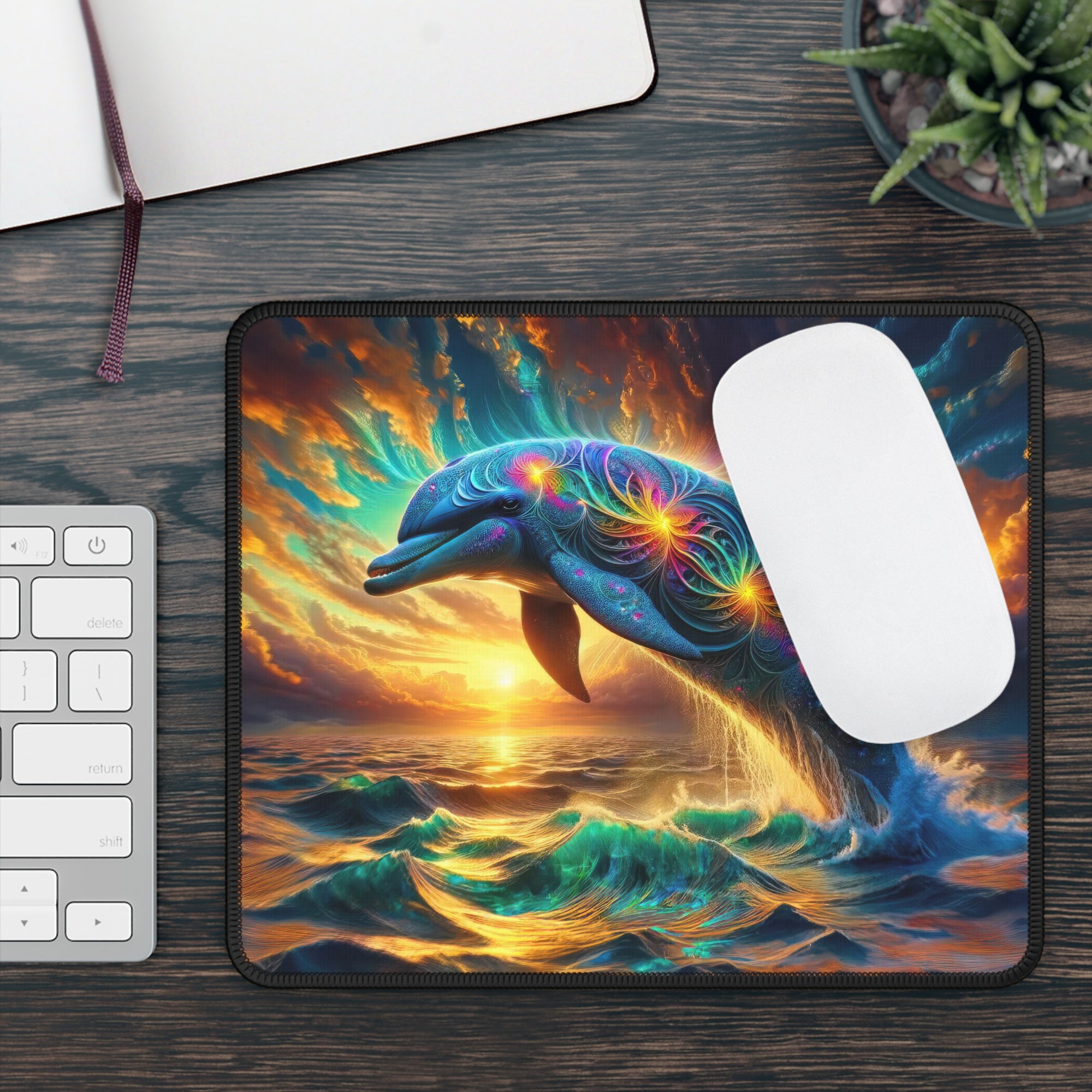 Quantum Leap of the Cosmic Dolphin Gaming Mouse Pad