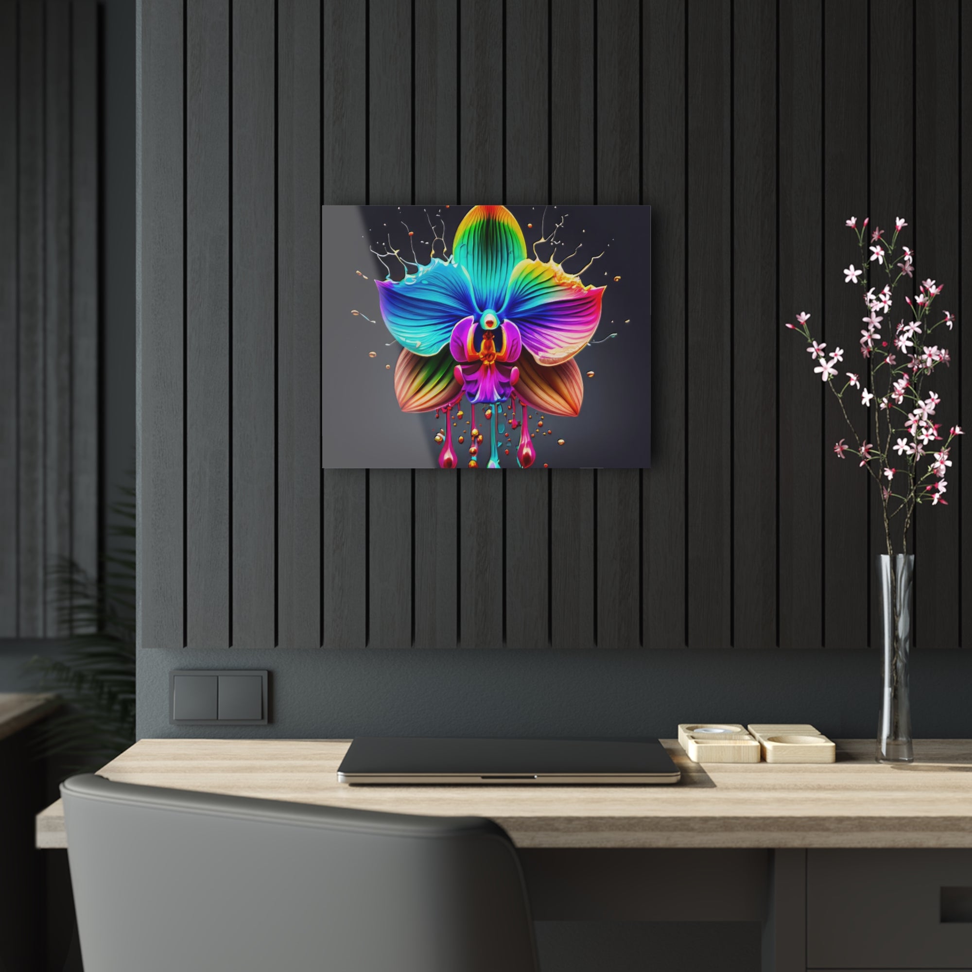 Orchidée arc-en-ciel Dripz B Impression sur Acrylique