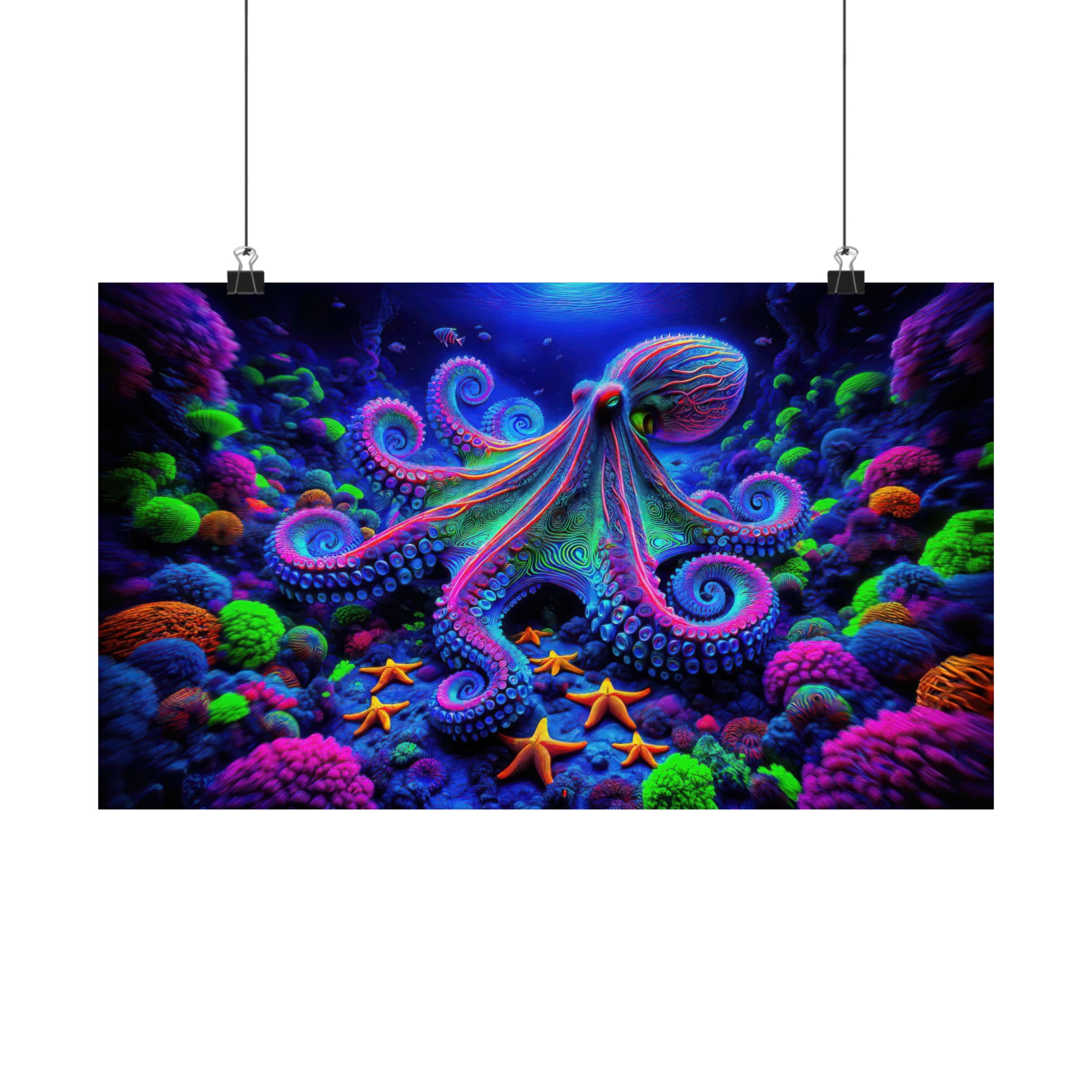 Las profundidades en tecnicolor de un pulpo Póster