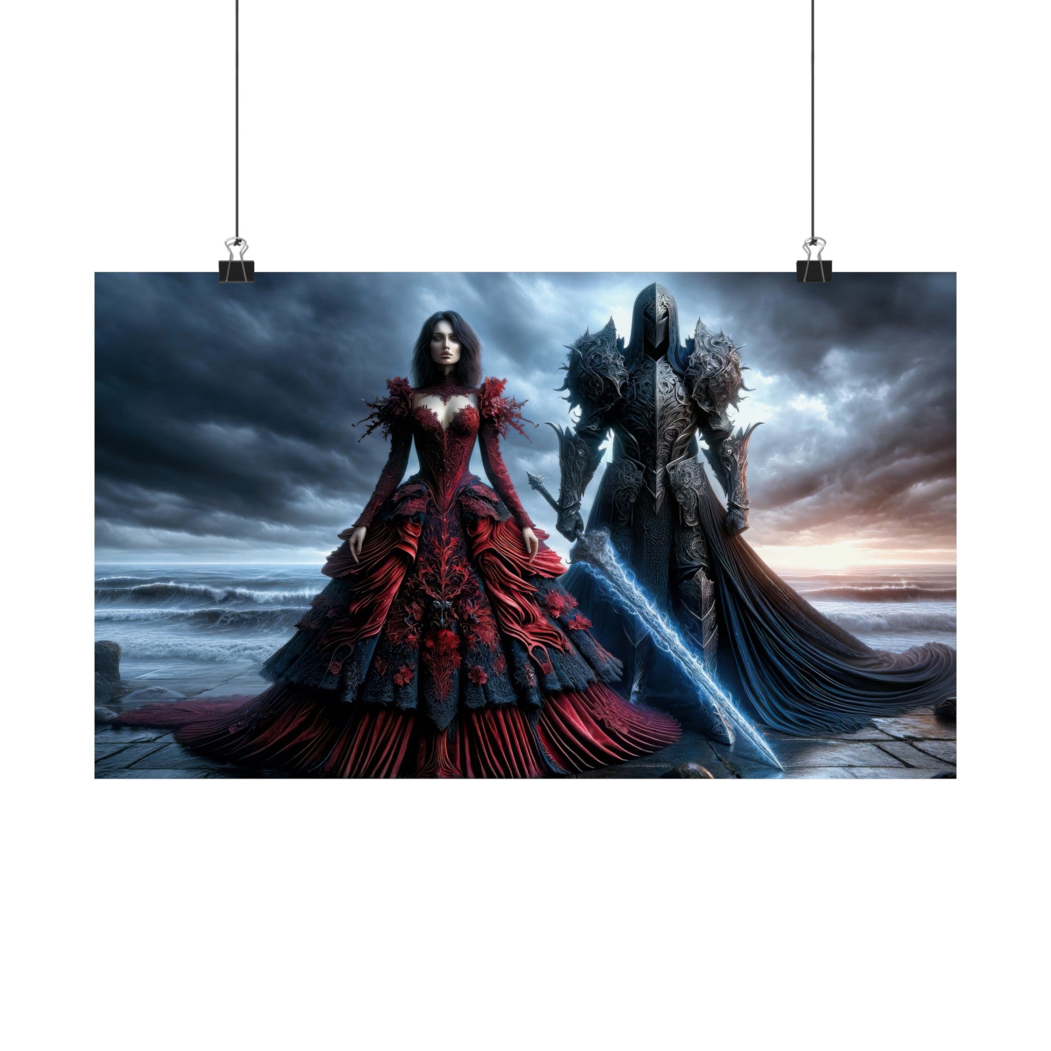 Twilight Waltz in Red and Obsidian Poster