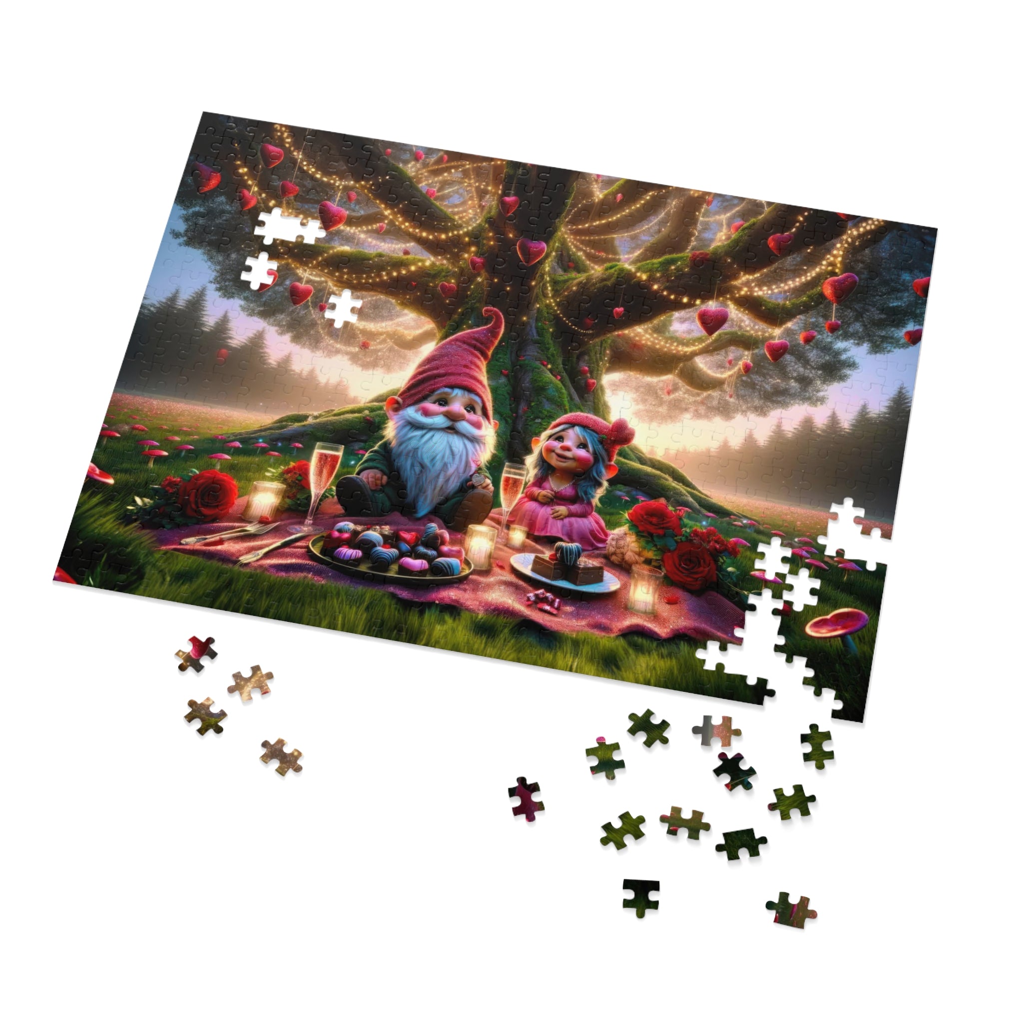 Enchanted Valentine's Eve in the Whimsical Woodlands Jigsaw Puzzle