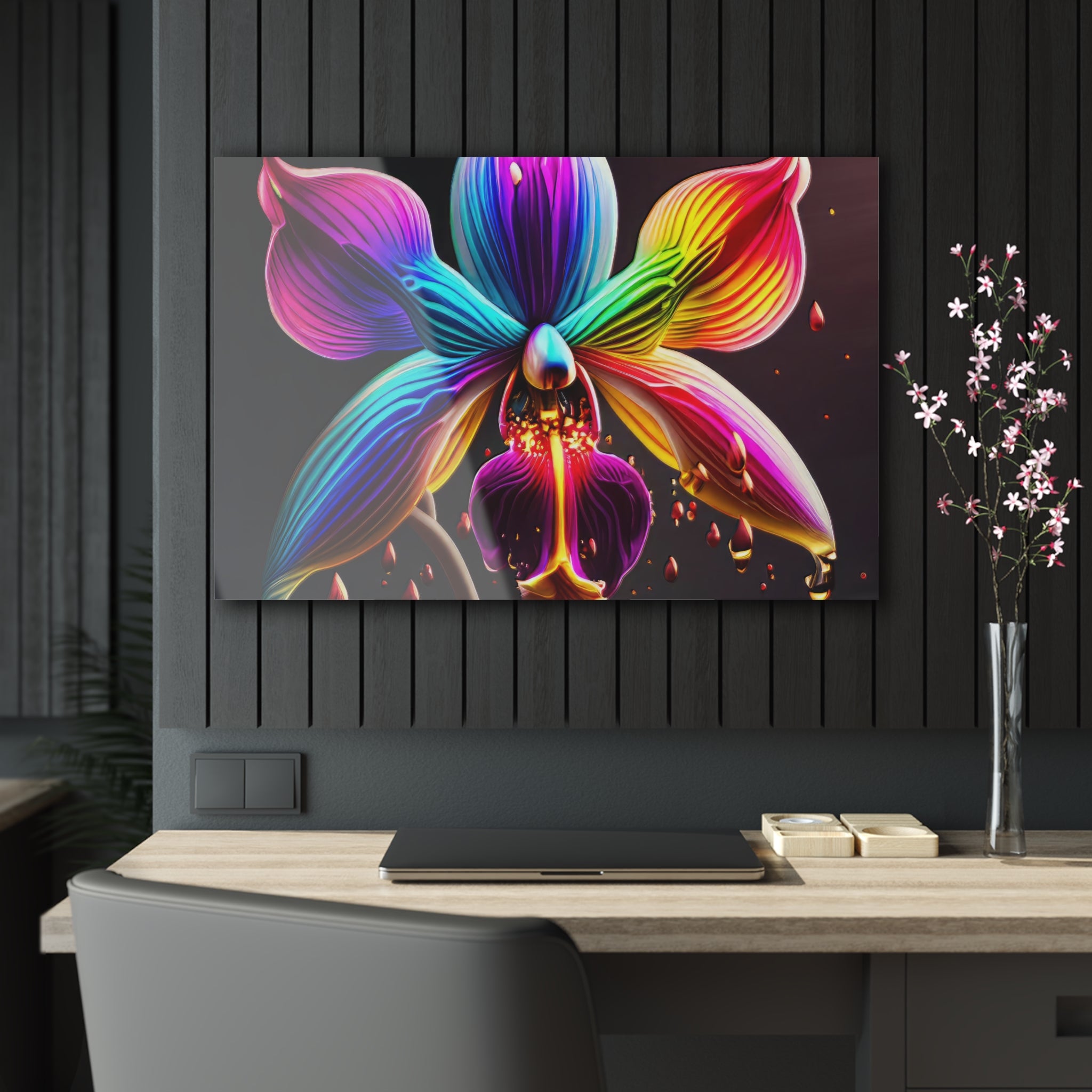 Orquídea arcoíris Dripz F Lámina Acrílica