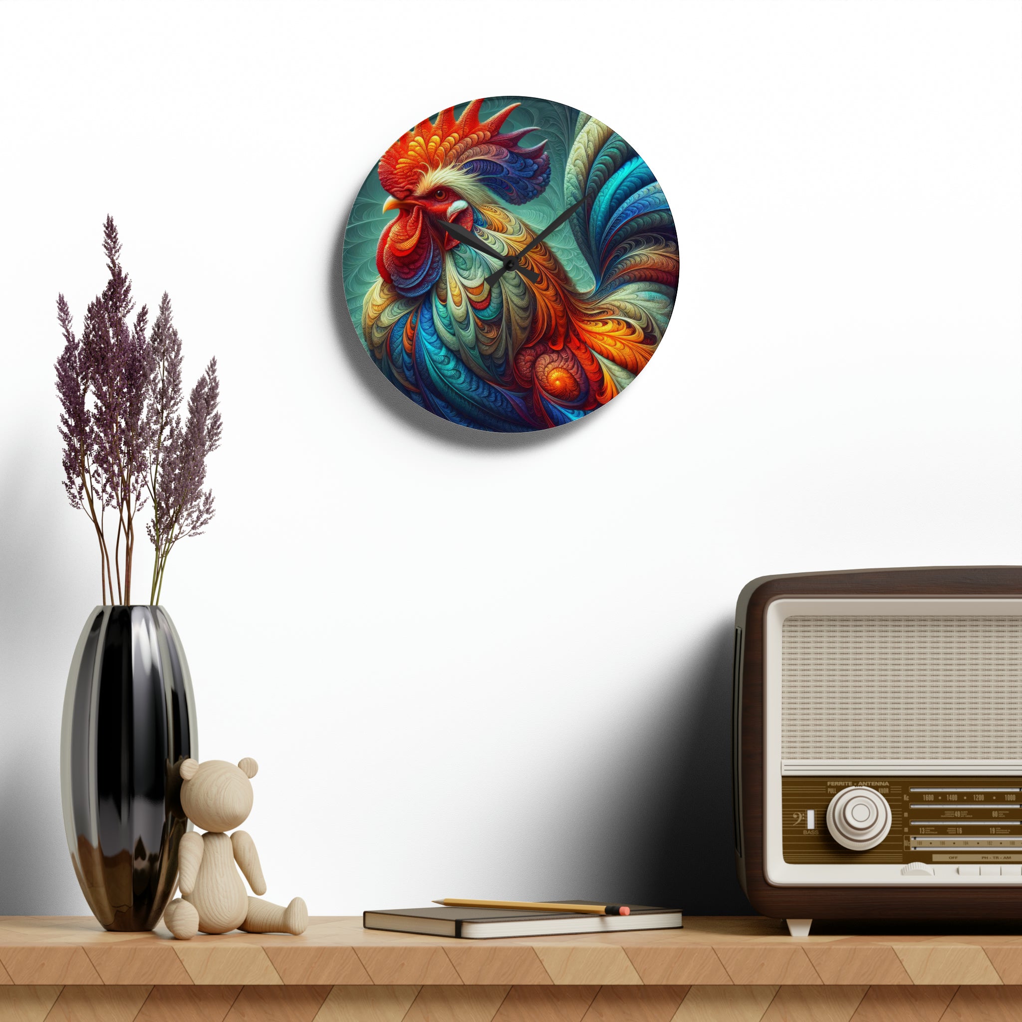 El reloj de pared acrílico Regal Acanthus Rooster