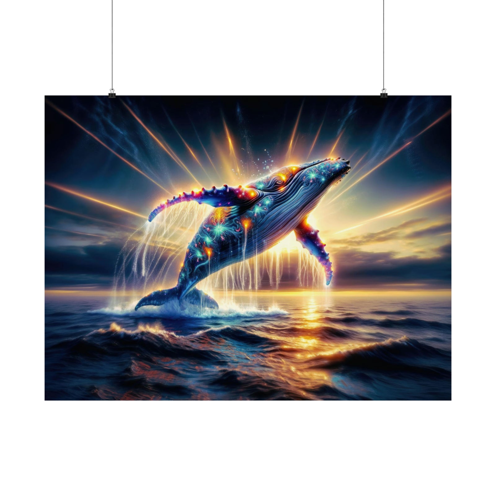 Le saut quantique de la baleine au néon Poster