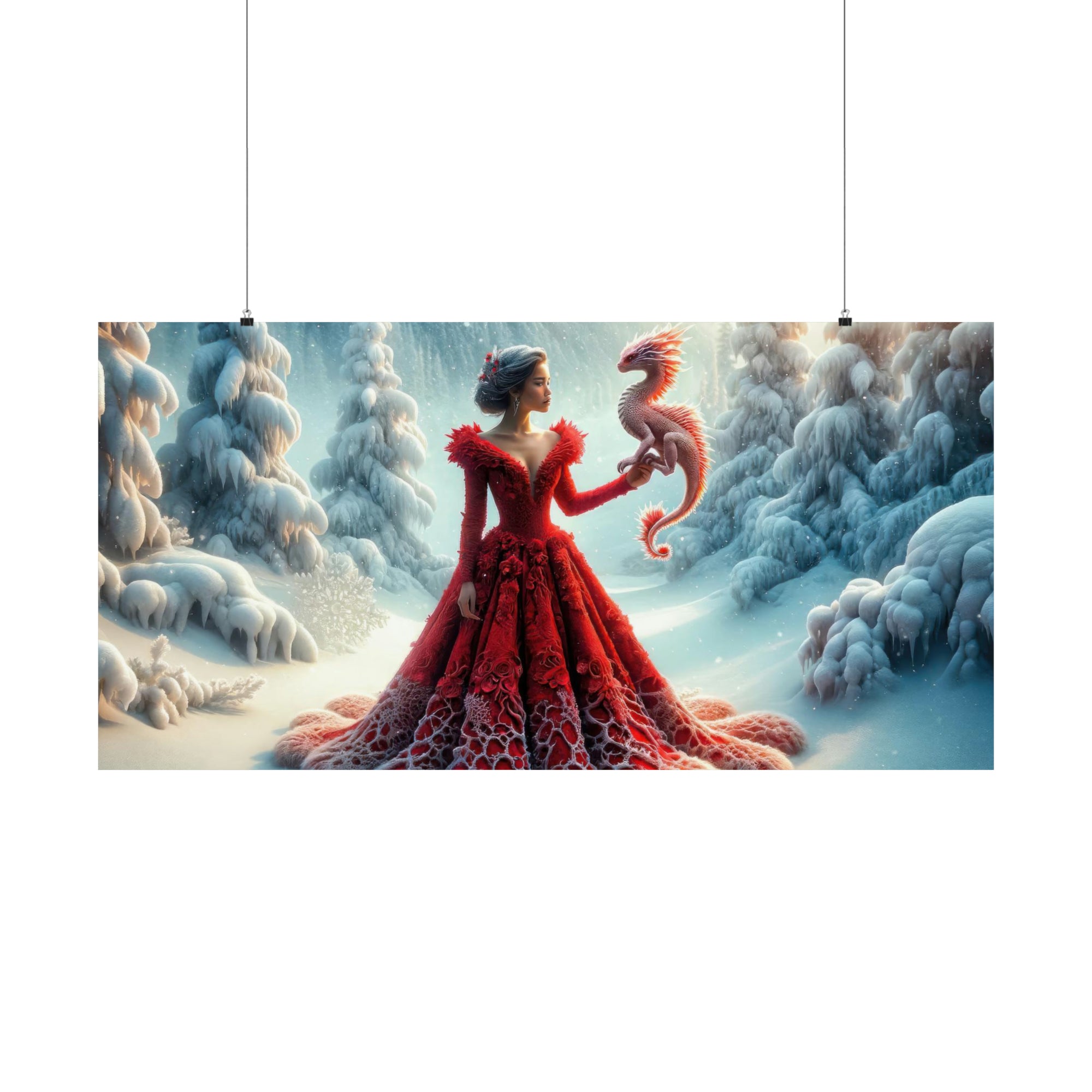 Crimson Elegance Amidst Winter's Whisper Poster