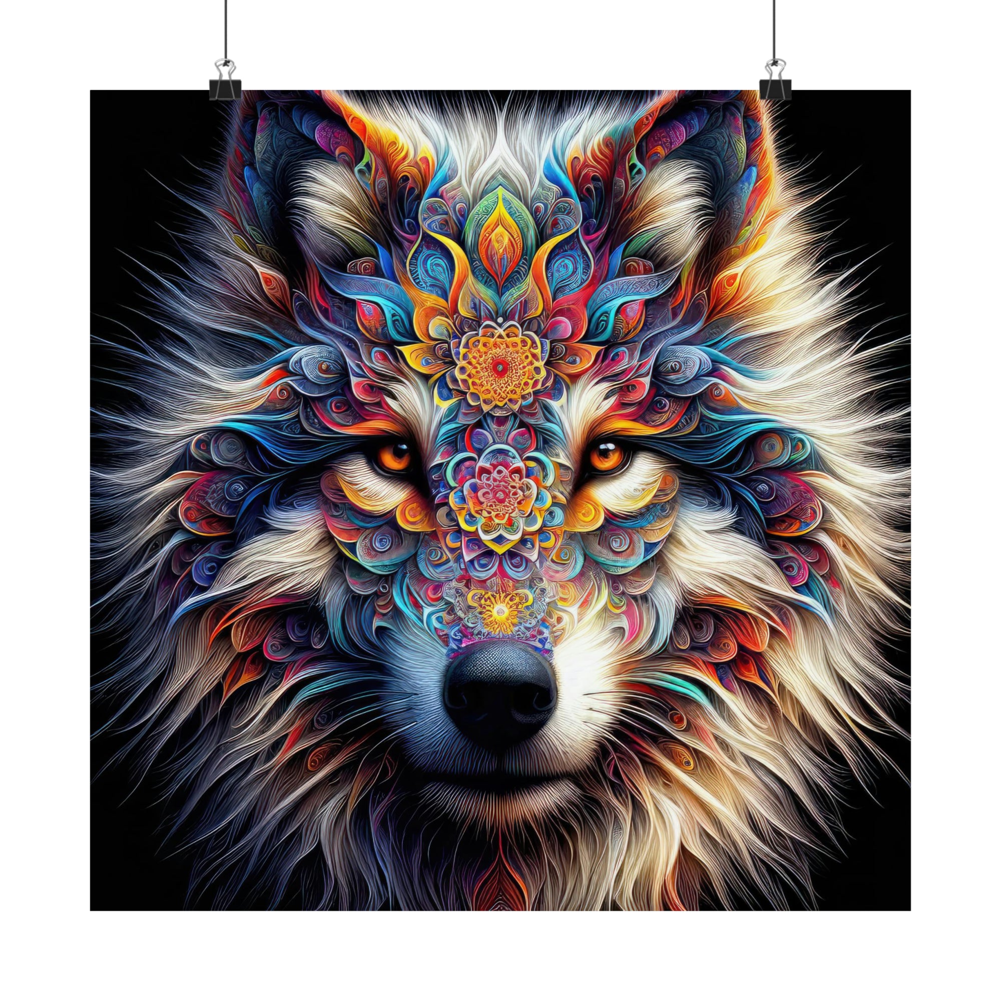 Loup mandala mystique Poster