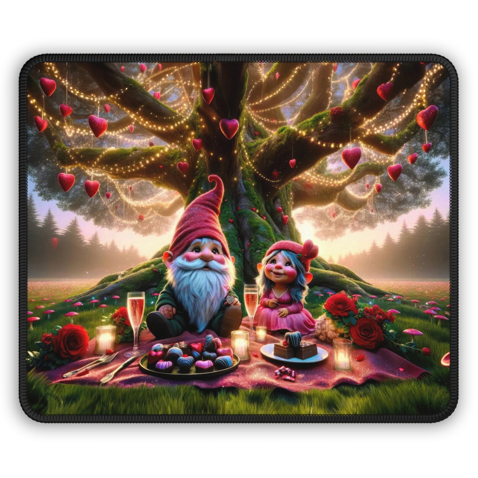 Enchanted Valentine's Eve in the Whimsical Woodlands Gaming Mouse Pad