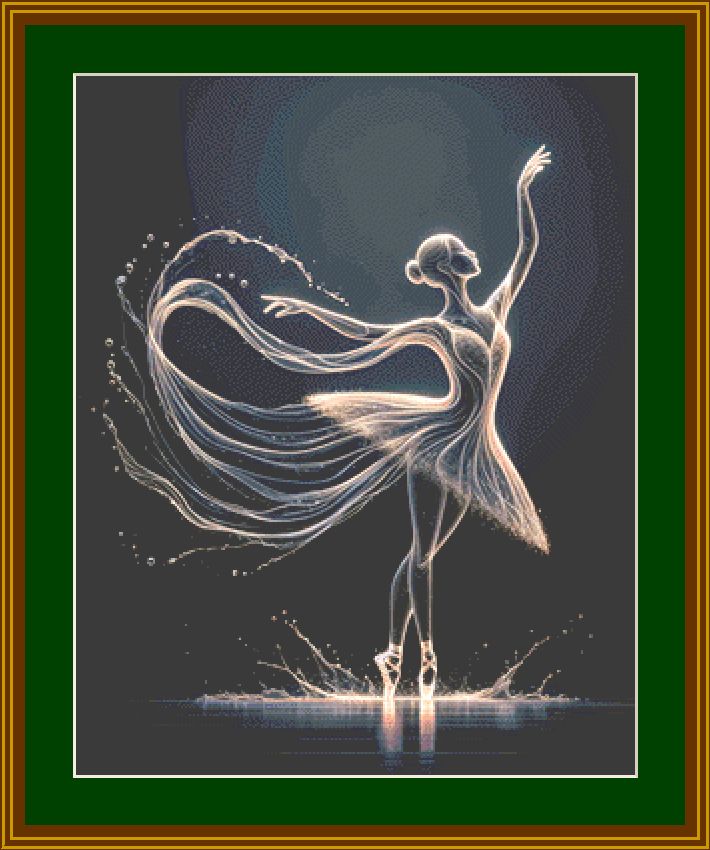 Shimmering Solitude A Dance of Reflection Cross Stitch Pattern