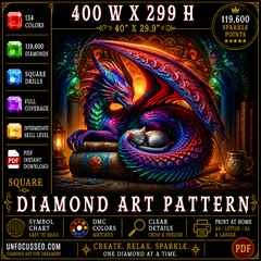 A Tale of Fire and Whiskers Diamond Art Pattern