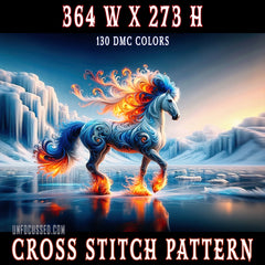 Ablaze Amongst the Glacial Spires Cross Stitch Pattern