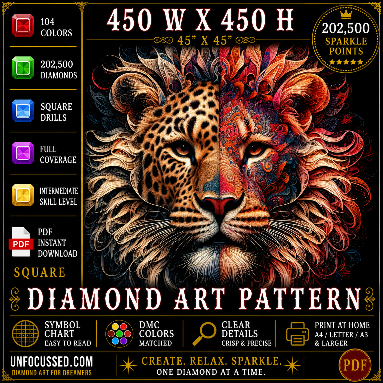 Patrón de arte de diamantes de verticilos aristocráticos