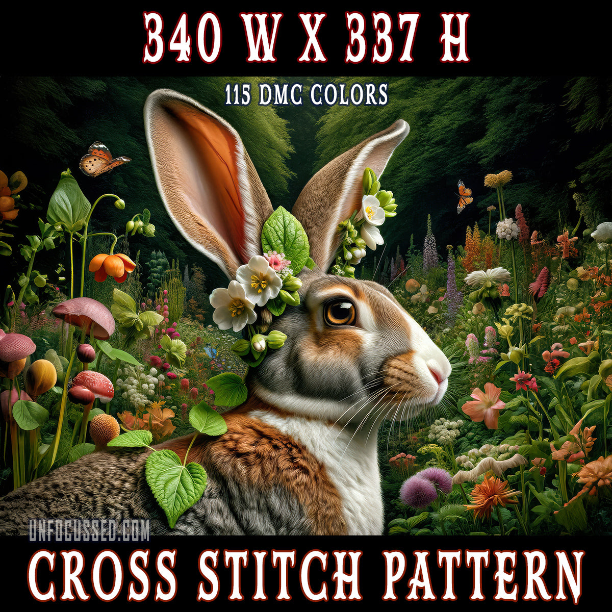 Blossom-Eared Sentinel of the Enchanted Garden Cross Stitch Pattern