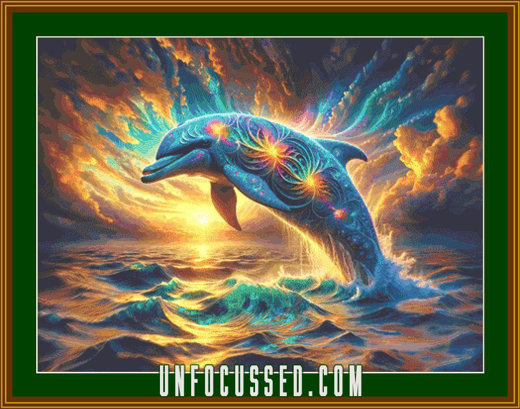Quantum Leap of the Cosmic Dolphin Cross Stitch Pattern
