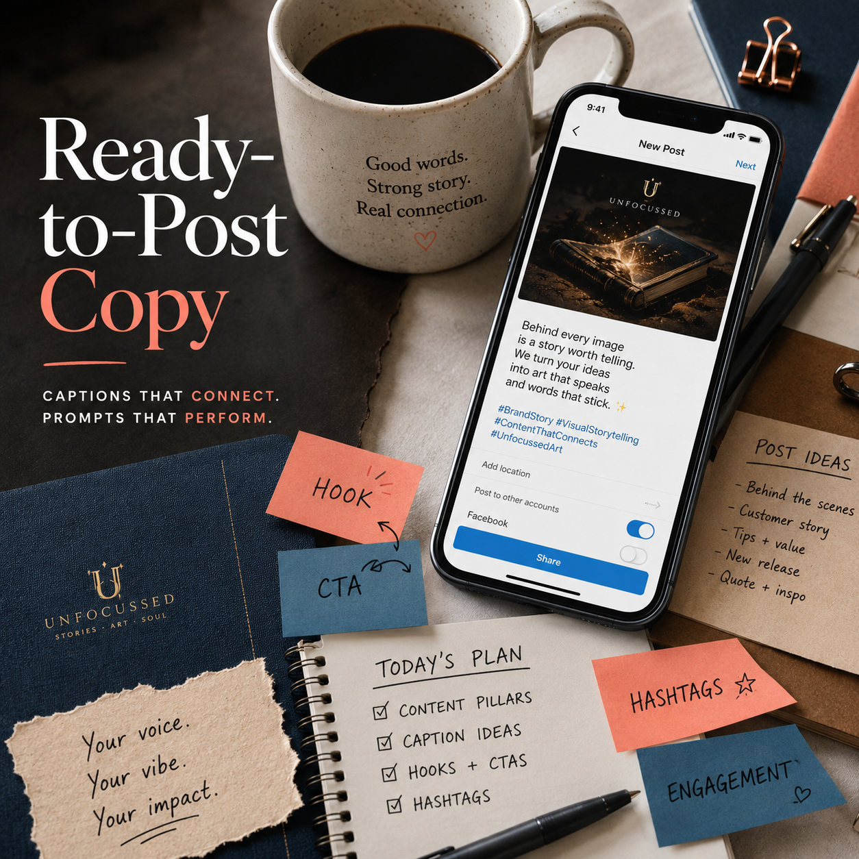 CaptionCurrent: Social Captions & Prompt Pack
