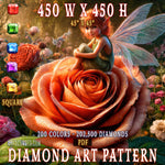Dawn's First Blush and the Rose Sprite Diamond Art Pattern
