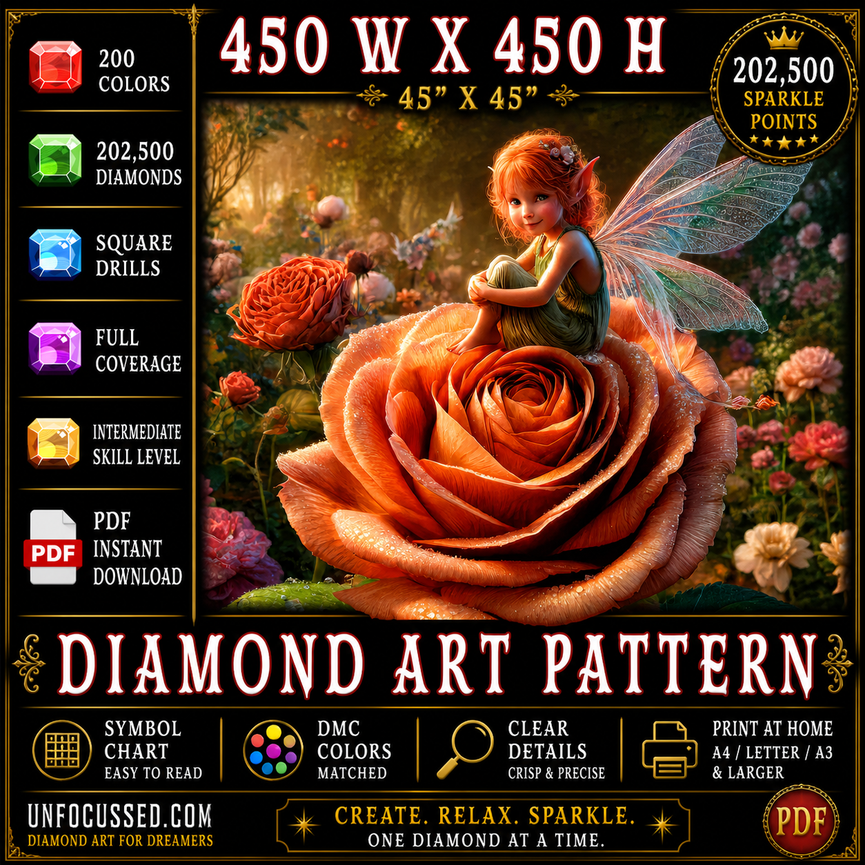 Dawn's First Blush and the Rose Sprite Diamond Art Pattern