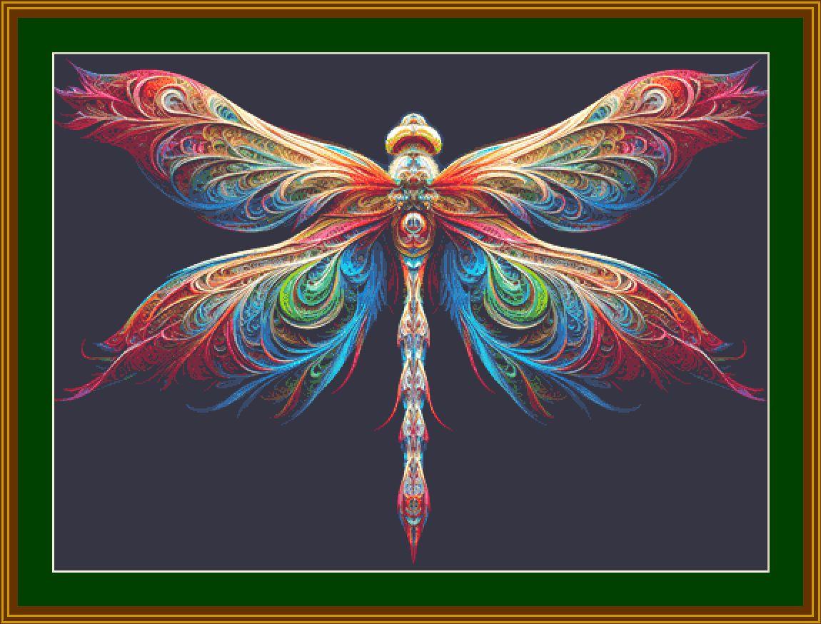 Modèle de point de croix d’ailes de libellule éblouissantes