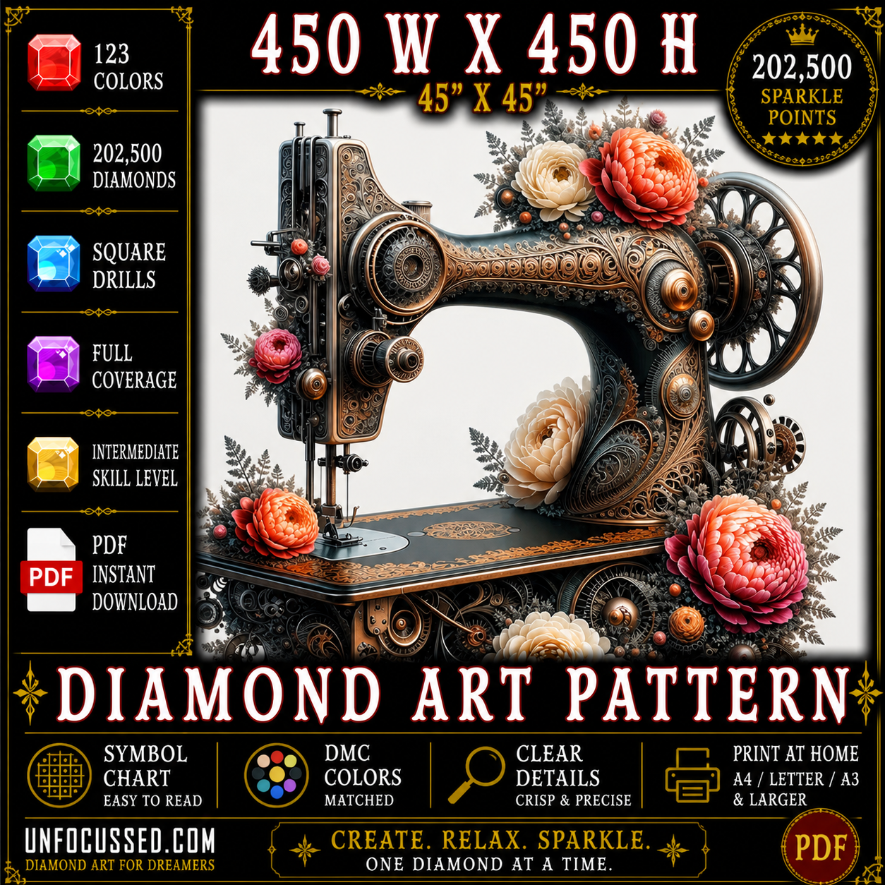 Patrón de arte de diamante de bordado eterno