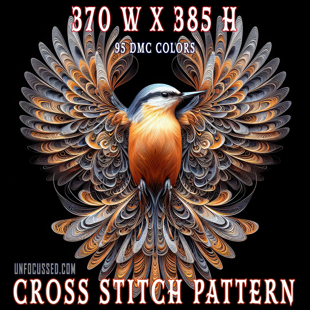 Flight of the Filigree Nuthatch Cross Stitch Pattern