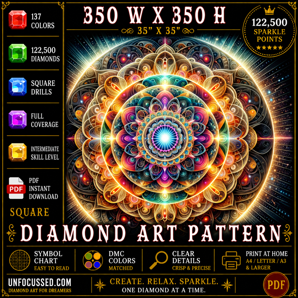 Patrón de arte de diamante de finura fractal