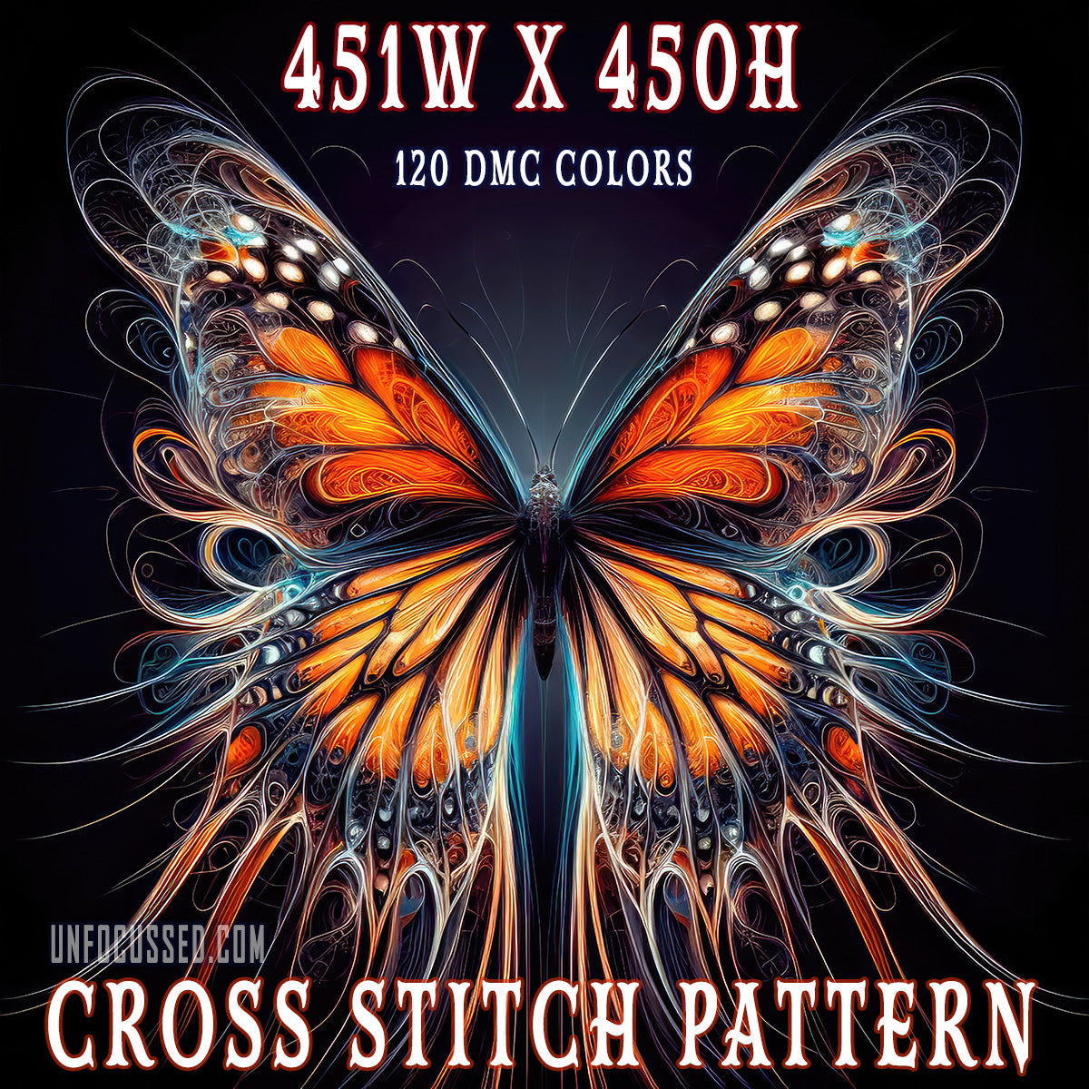 Fractal Monarch Cross Stitch Pattern