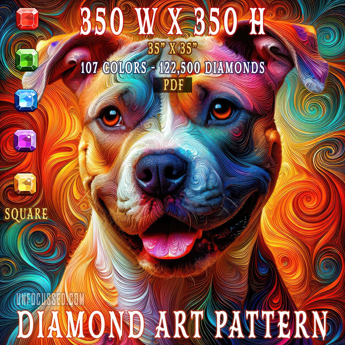 Patrón caleidoscópico de arte de diamante canino