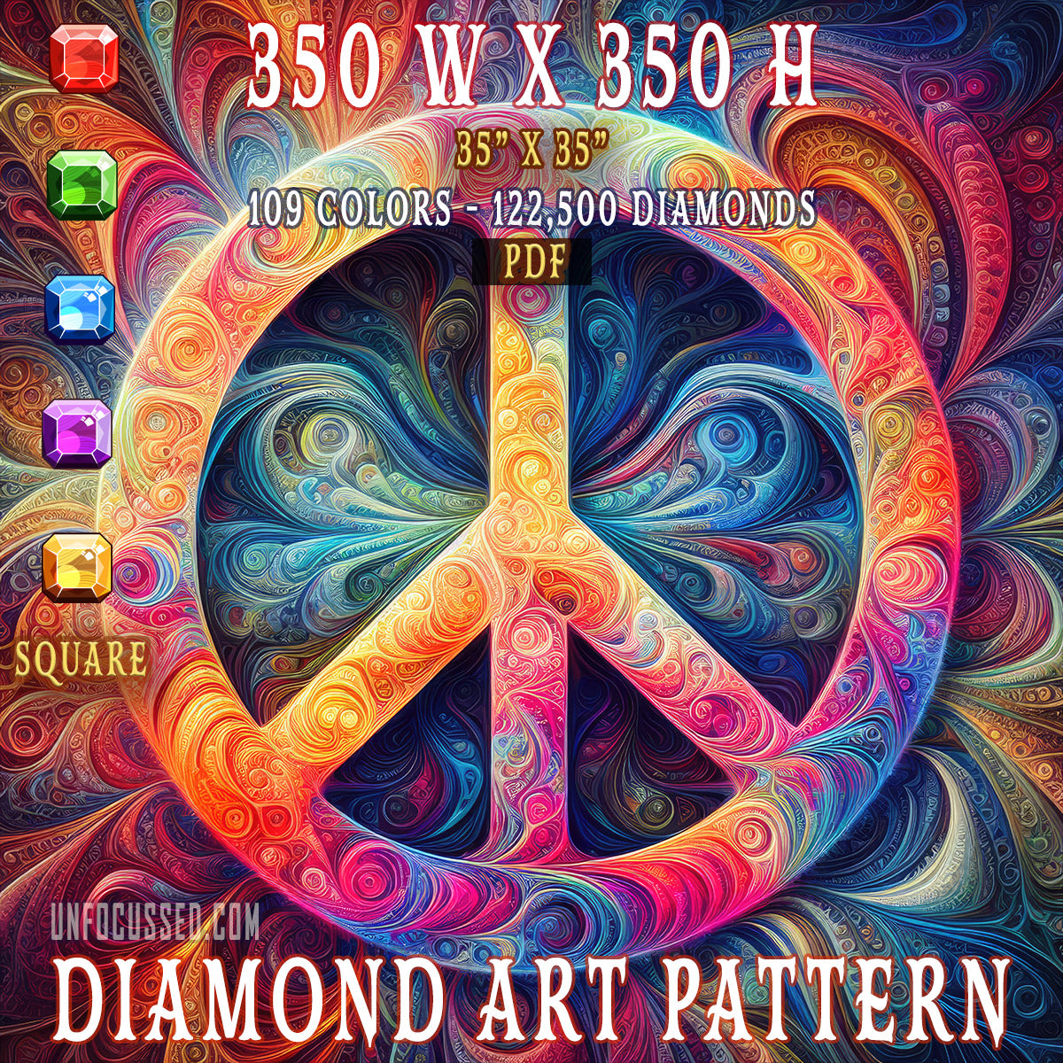 Kaleidoscopic Peace Diamond Art Pattern