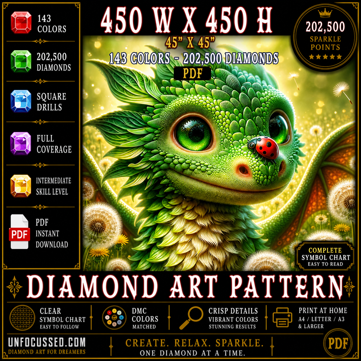 Guardián del patrón de arte de diamantes de los campos de diente de león
