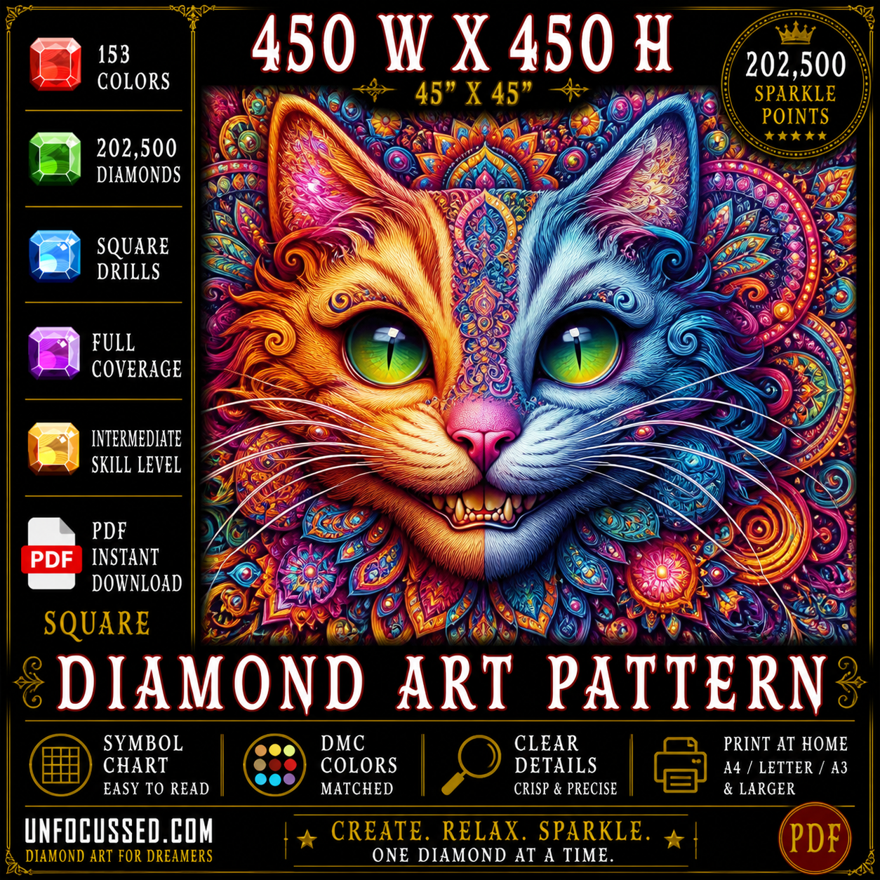 Mandala Whiskers of Whimsy Diamond Art Pattern