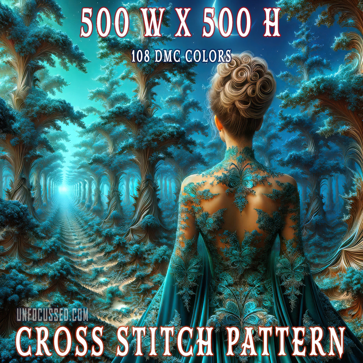 Moon's Caress on the Fractal Frontier Cross Stitch Pattern