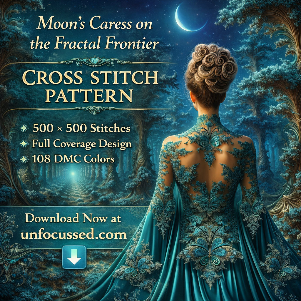 Moon's Caress on the Fractal Frontier Cross Stitch Pattern
