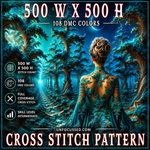 Moon's Caress on the Fractal Frontier Cross Stitch Pattern