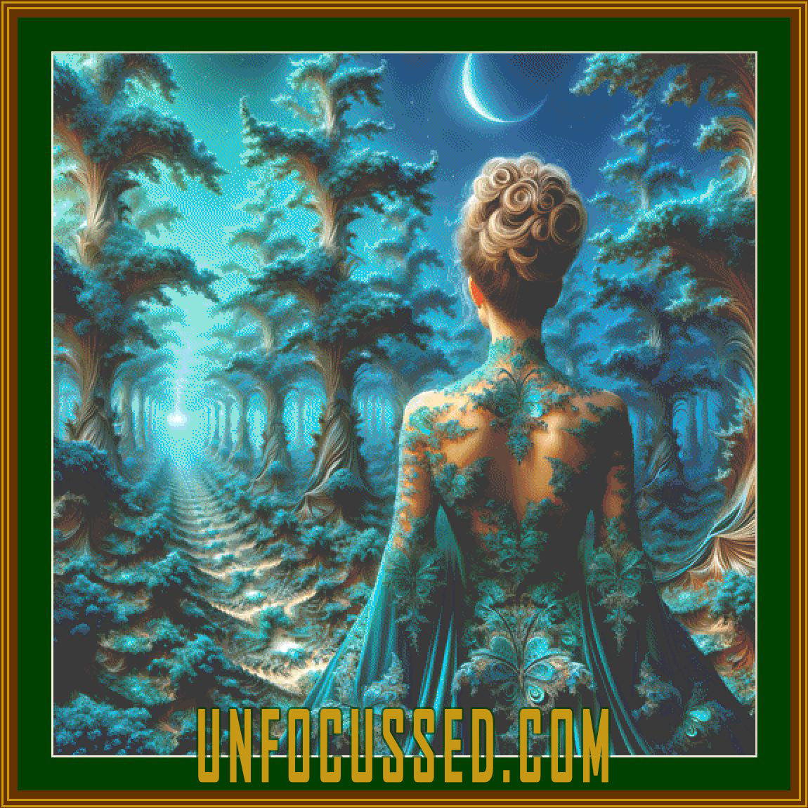 Moon's Caress on the Fractal Frontier Cross Stitch Pattern