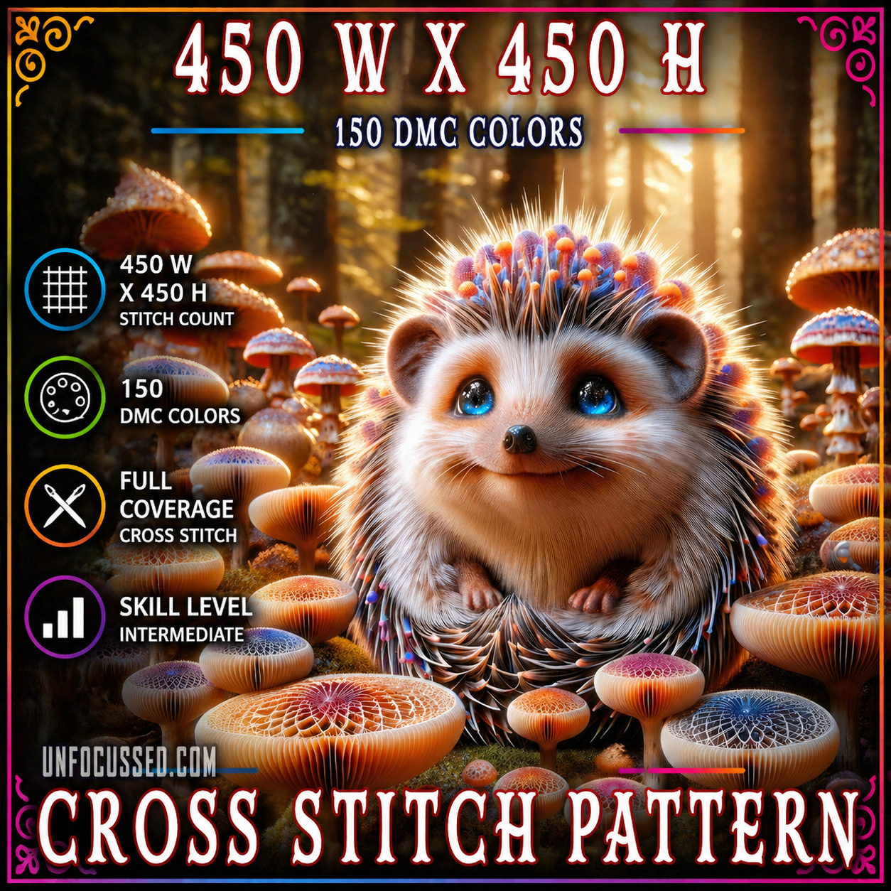 Mushroom Mirth in Hedgehog Daze Cross Stitch Pattern
